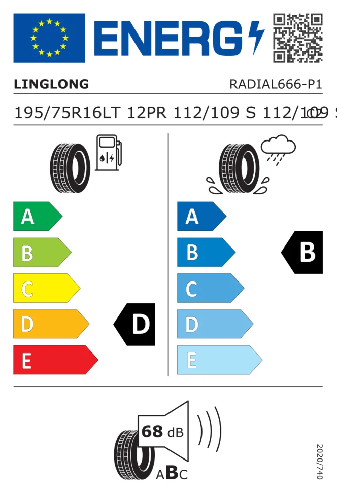 Etichetta europea LINGLONG RADIAL 666 LT195/75R16 112/109S TL