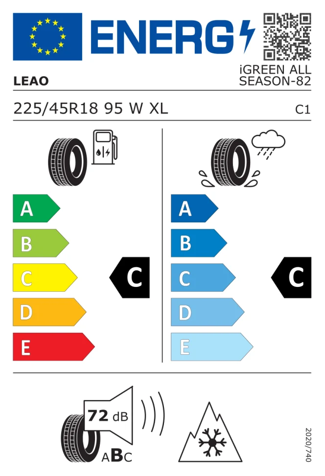 Etichetta europea LEAO IGREEN ALL SEASON 225/45R18 95W TL