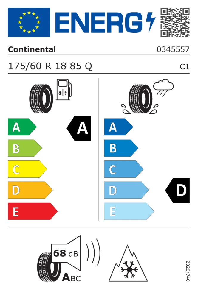 Etichetta europea CONTINENTAL VIKINGCONTACT 8 175/60R18 85Q TL