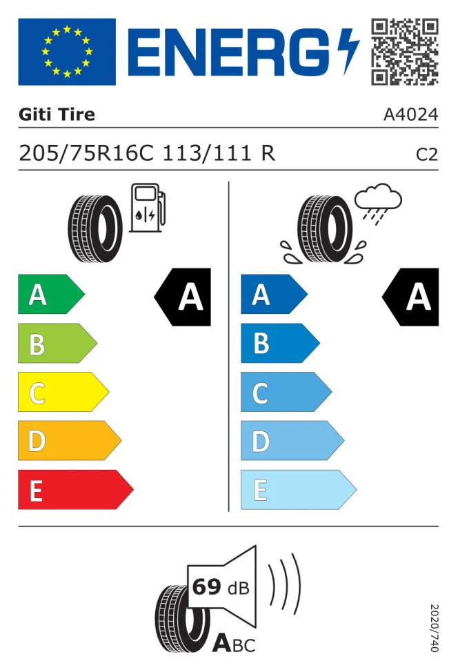 Etichetta europea GITI GITIVAN HD1 205/75R16C 113/111R TL
