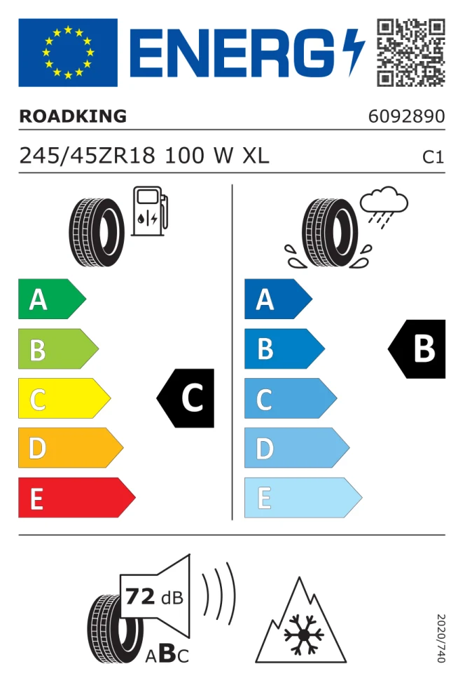 Etichetta europea ROADKING ALL SEASON ARGOS 245/45ZR18 100W TL