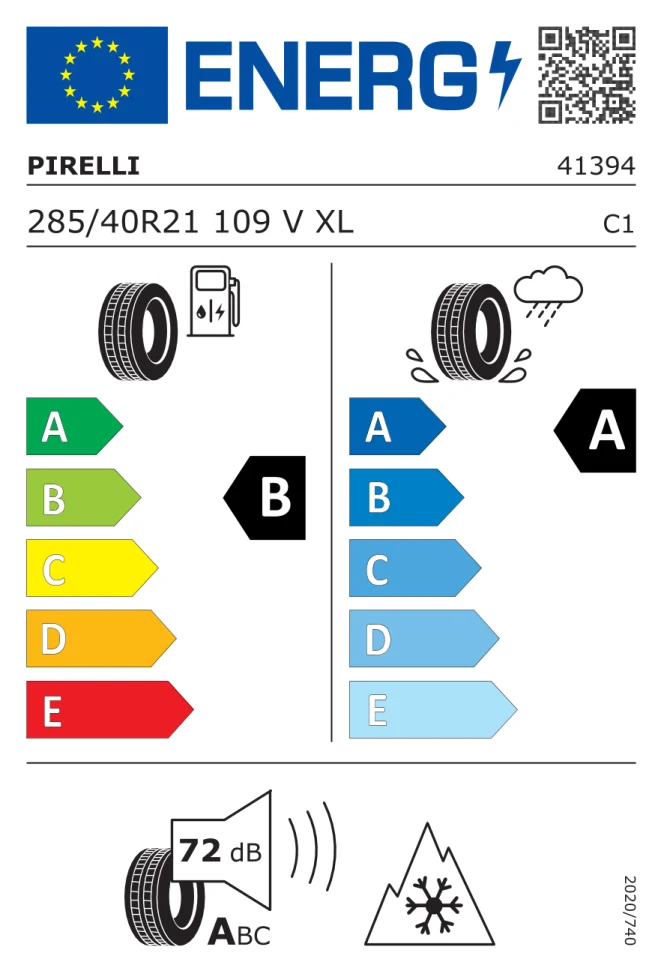 Etichetta europea PIRELLI SCORPION WINTER 2 285/40R21 109V TL