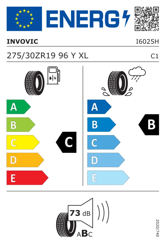Etichetta europea INVOVIC EL 601 275/30ZR19 96Y TL