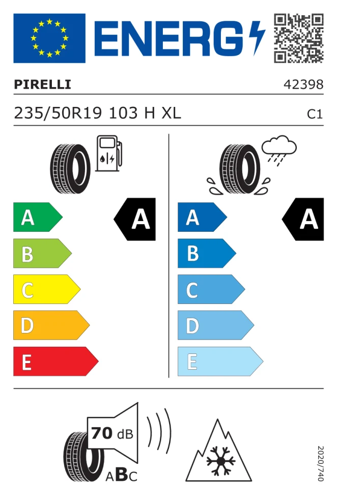 Etichetta europea PIRELLI SCORPION ALL SEASON SF2 235/50R19 103H TL