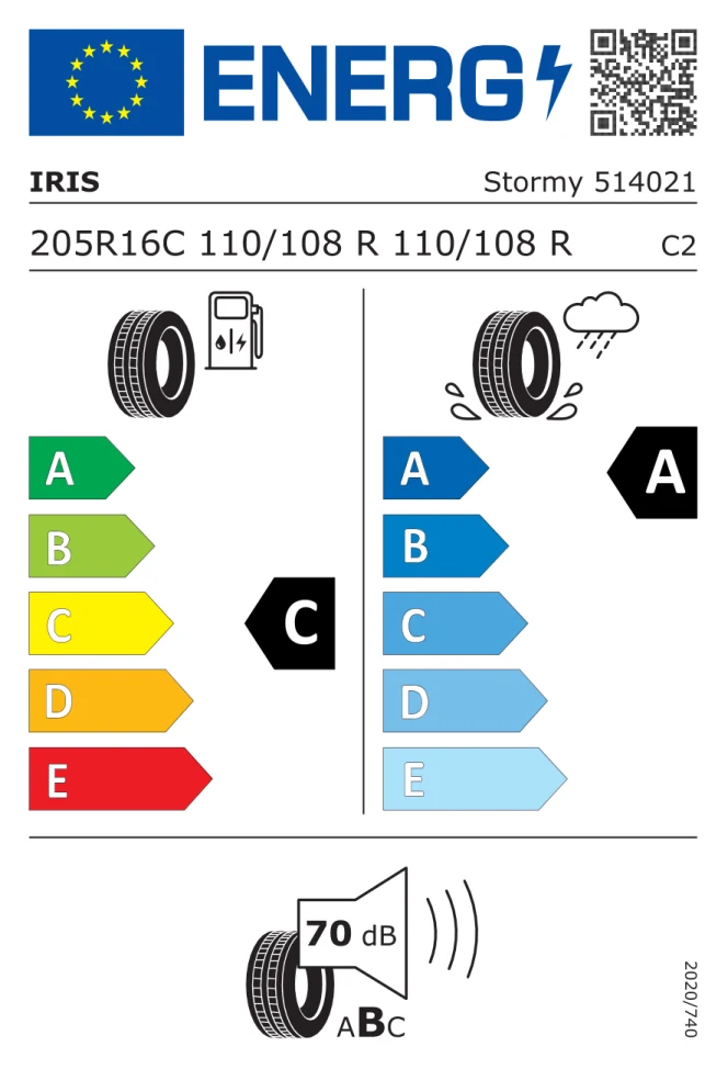 Etichetta europea IRIS STORMY 205/80R16C 110/108R TL