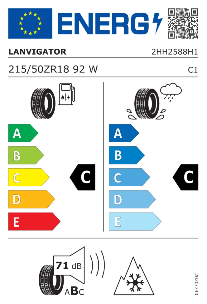 Etichetta europea LANVIGATOR CATCHFORS AS 2 215/50ZR18 92W TL