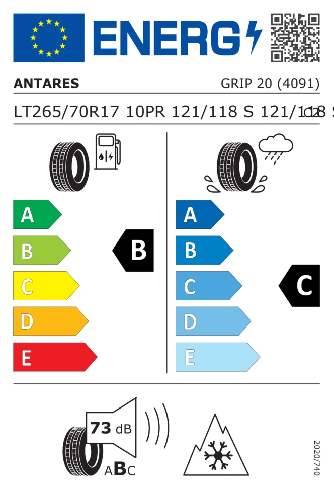 Etichetta europea ANTARES GRIP 20 LT265/70R17 121/118S (121/118S) TL