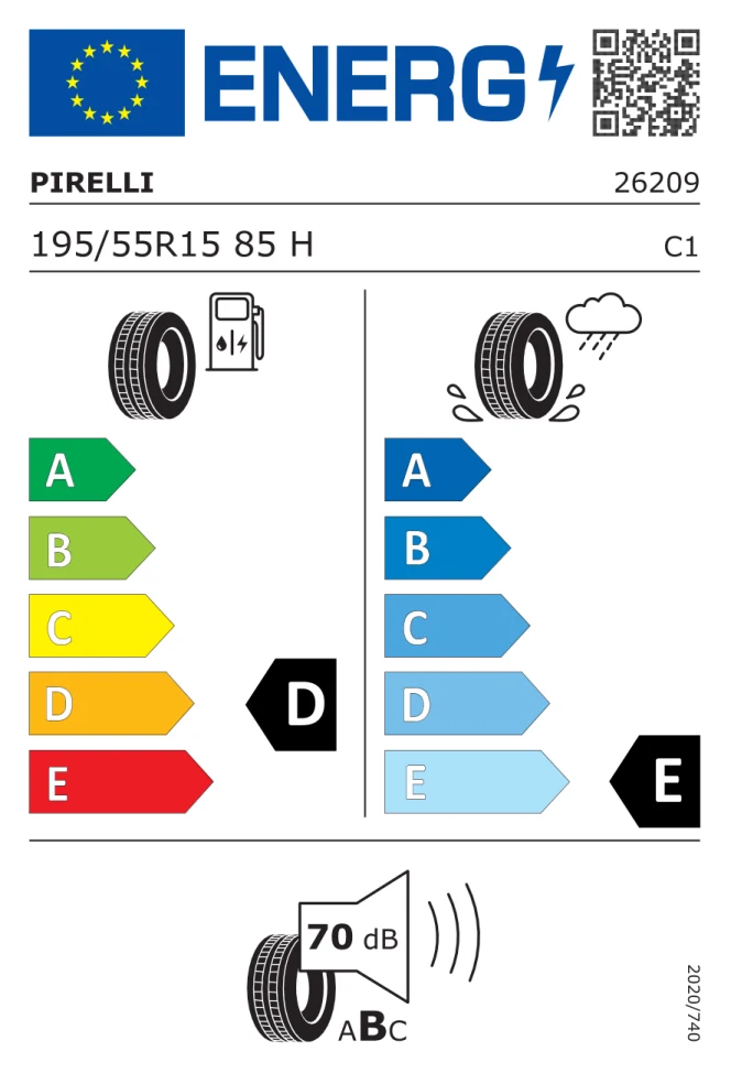 Etichetta europea PIRELLI CINTURATO P 7 195/55R15 85H TL