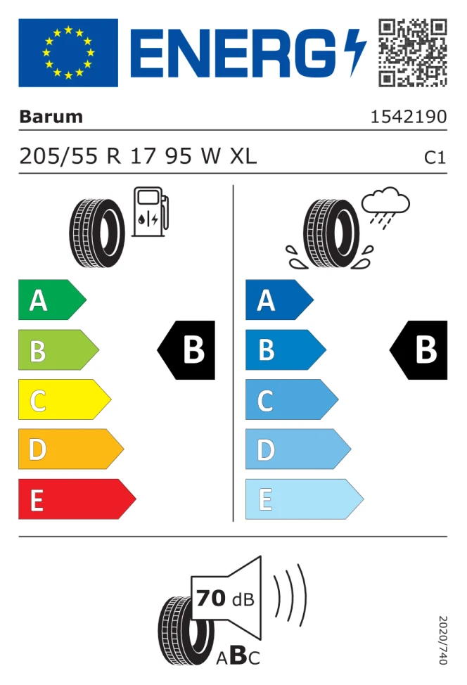 Etichetta europea BARUM BRAVURIS 6 205/55R17 95W TL