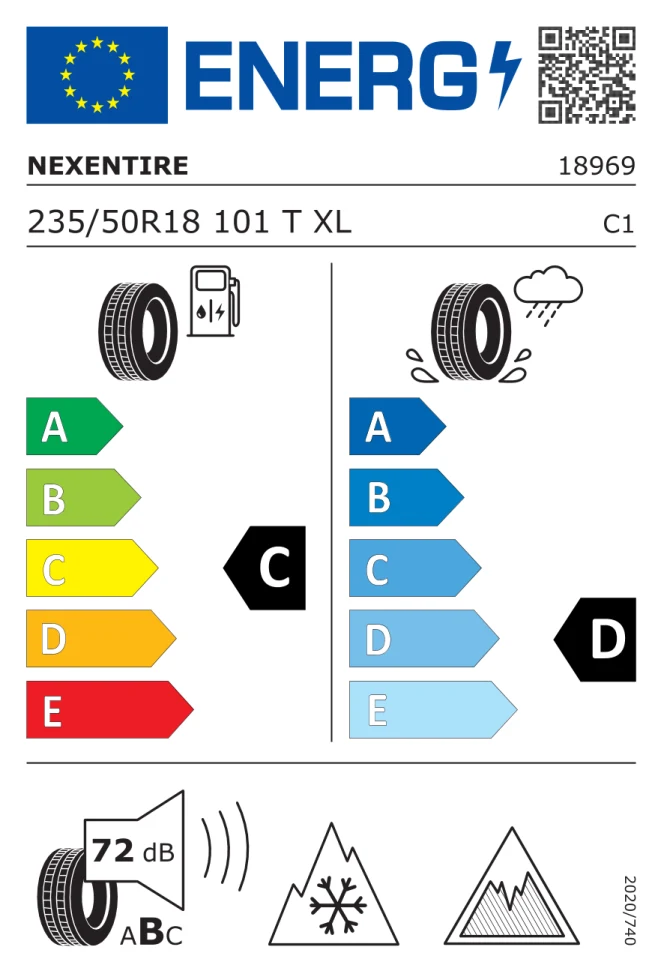 Etichetta europea NEXEN WINGUARD ICE 3 235/50R18 101T TL