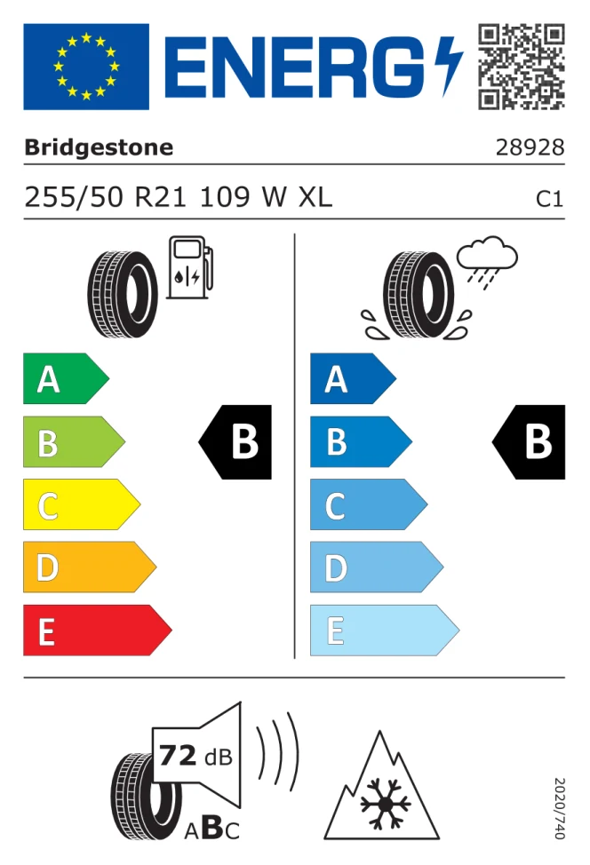 Etichetta europea BRIDGESTONE BLIZZAK 6 255/50R21 109W TL