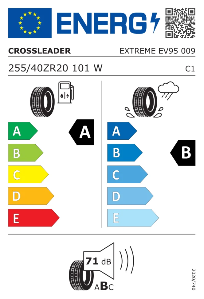 Etichetta europea CROSSLEADER EXTREME EV95 255/40ZR20 101W TL