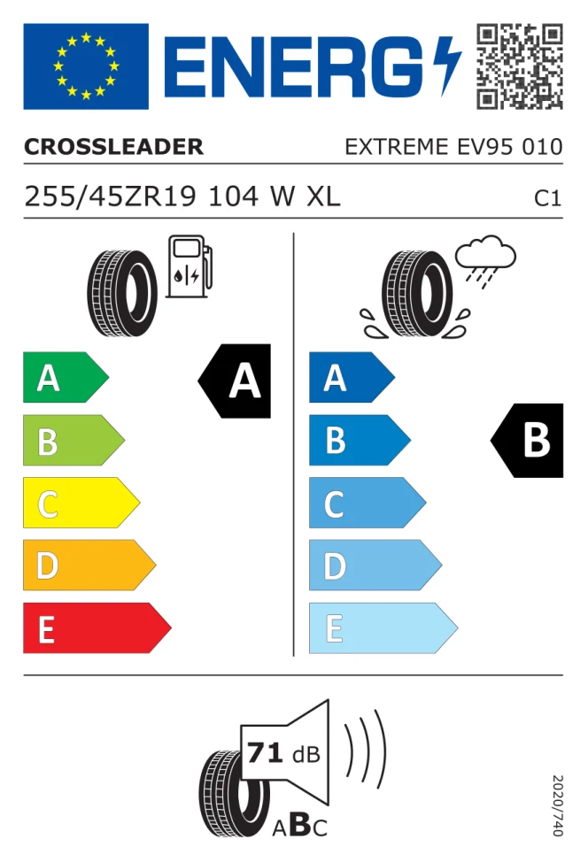 Etichetta europea CROSSLEADER EXTREME EV95 255/45ZR19 104W TL