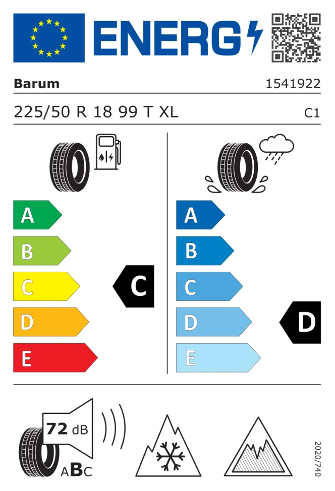 Etichetta europea BARUM POLARIS NORTH 6 225/50R18 99T TL