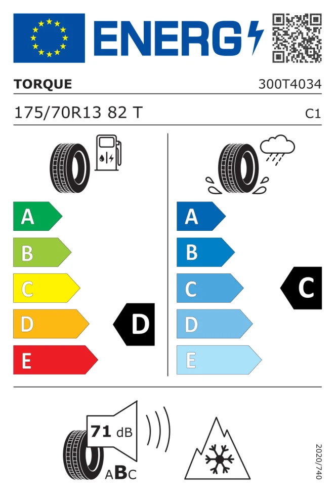 Etichetta europea TORQUE TQ 026 175/70R13 82T TL