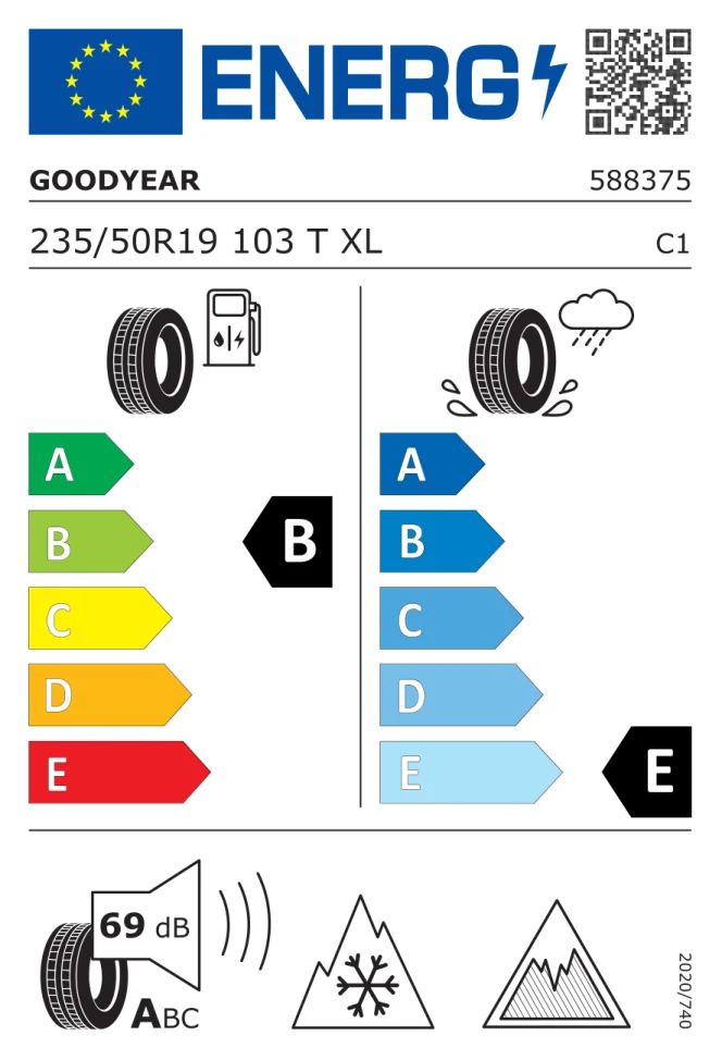 Etichetta europea GOODYEAR ULTRAGRIP ICE 3 235/50R19 103T TL