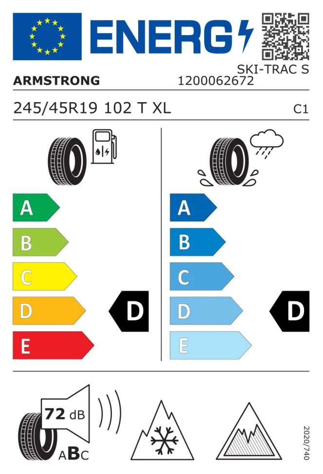 Etichetta europea ARMSTRONG SKI TRAC S 245/45R19 102T TL