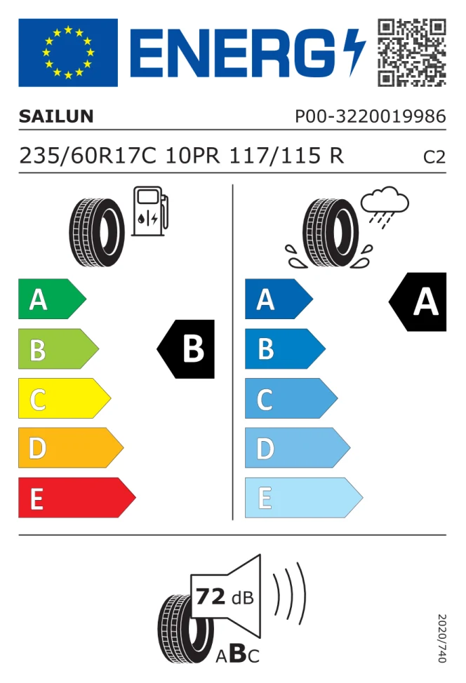 Etichetta europea SAILUN COMMERCIO PRO 235/60R17C 117/115R TL