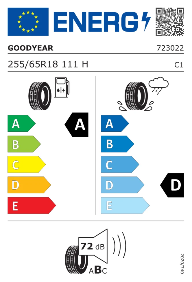 Etichetta europea GOODYEAR WRANGLER TERRITORY AT S 255/65R18 111H TL