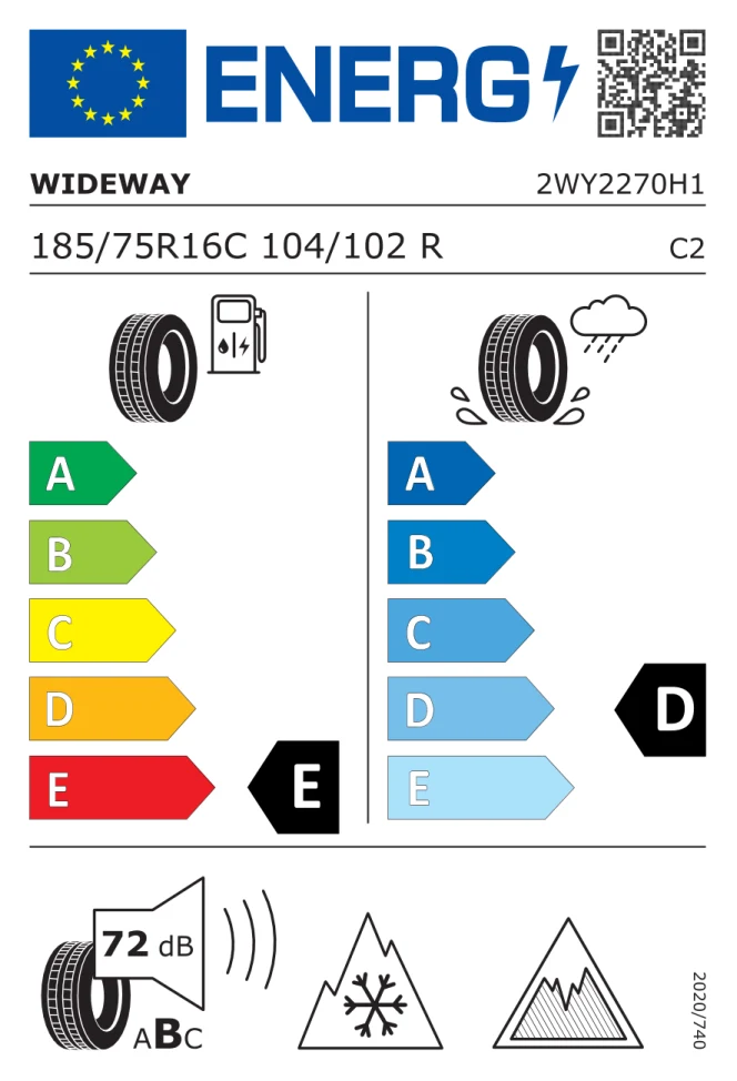 Etichetta europea WIDEWAY SNOWGUARD 185/75R16C 104/102R TL