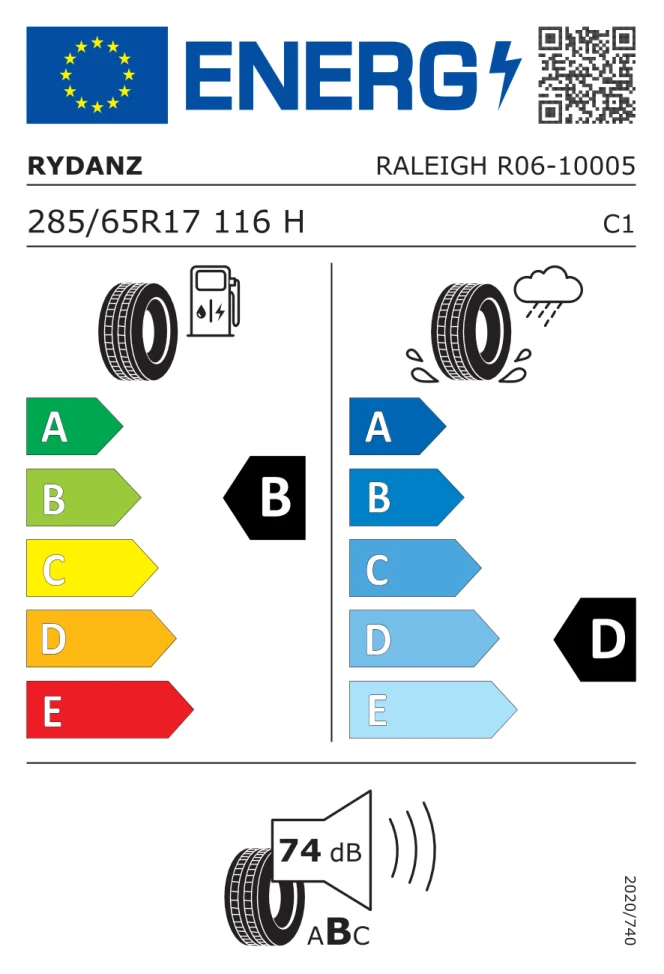 Etichetta europea RYDANZ RALEIGH R06 285/65R17 116H TL