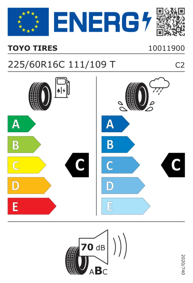 Etichetta europea TOYO NANO ENERGY VAN 225/60R16C 111/109T TL