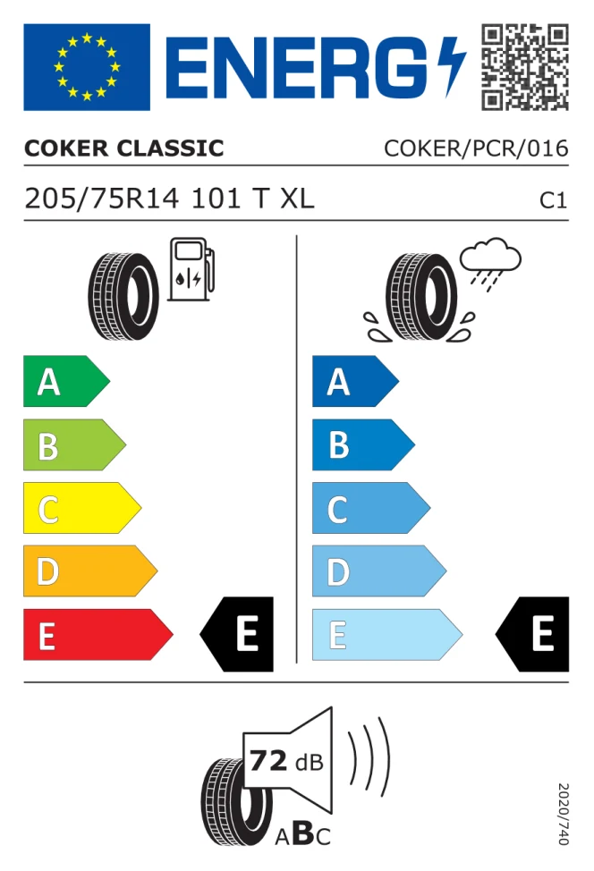 Etichetta europea COKER CLASSIC COKER CLASSIC 205/75R14 101T TL