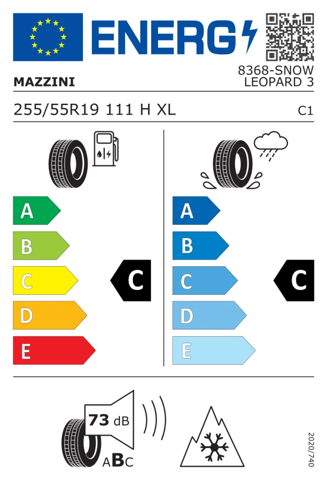 Etichetta europea MAZZINI SNOW LEOPARD 3 255/55R19 111H TL