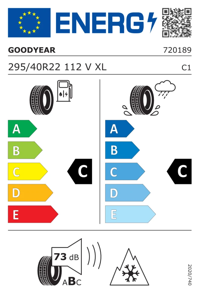 Etichetta europea GOODYEAR ULTRAGRIP PERFORMANCE 3 295/40R22 112V TL