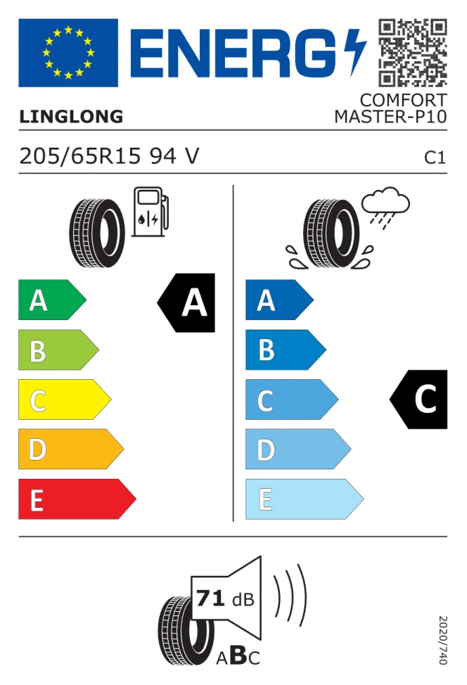 Etichetta europea LINGLONG COMFORTMASTER 205/65R15 94V TL