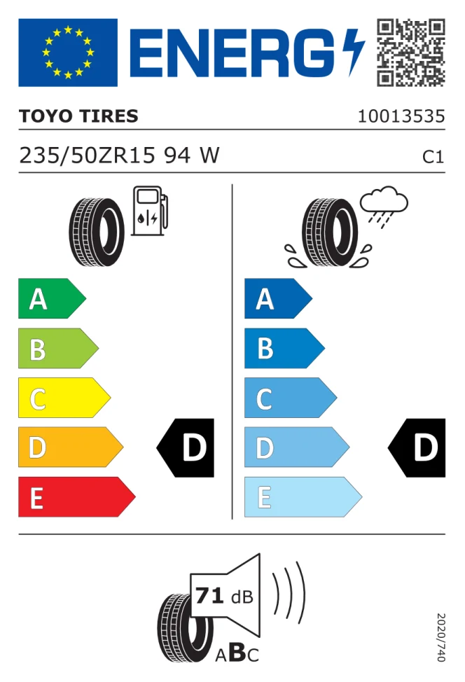 Etichetta europea TOYO PROXES R 888 R 235/50ZR15 94W TL
