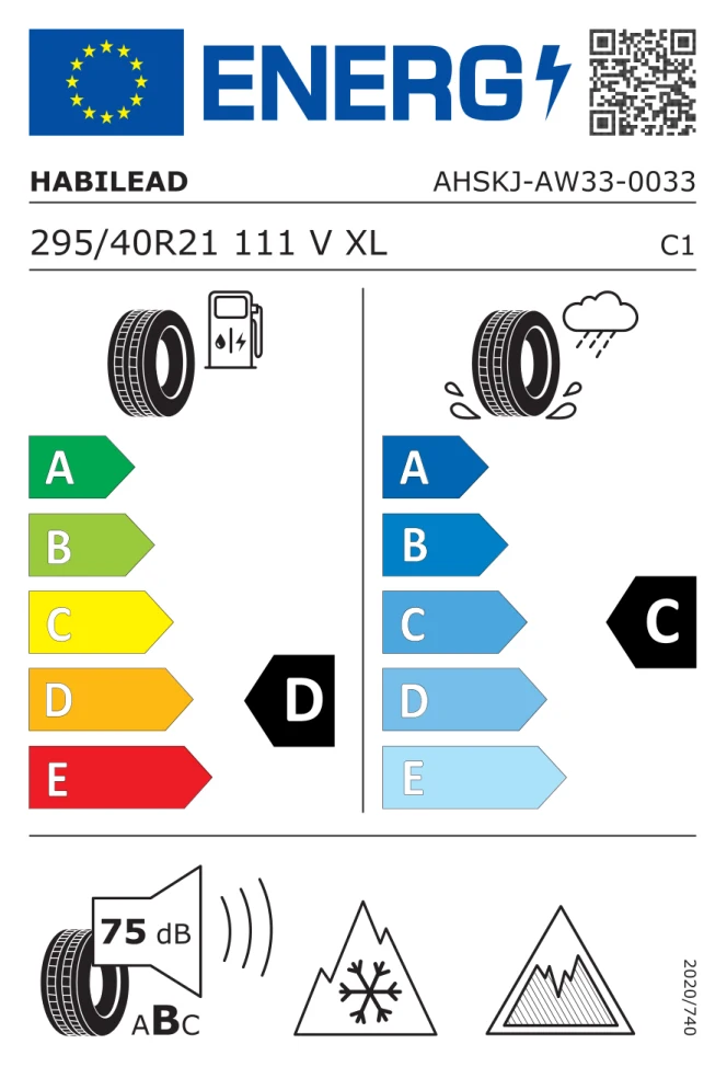 Etichetta europea HABILEAD AW33 295/40R21 111V TL