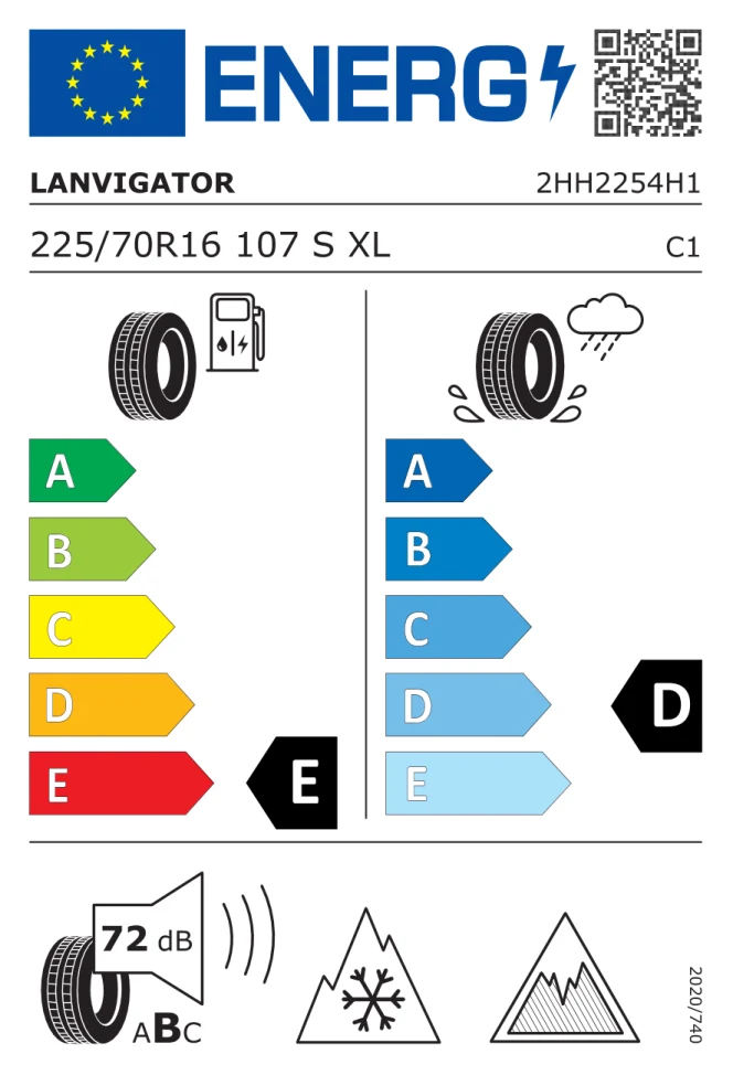 Etichetta europea LANVIGATOR ICELANDMAX 225/70R16 107S TL