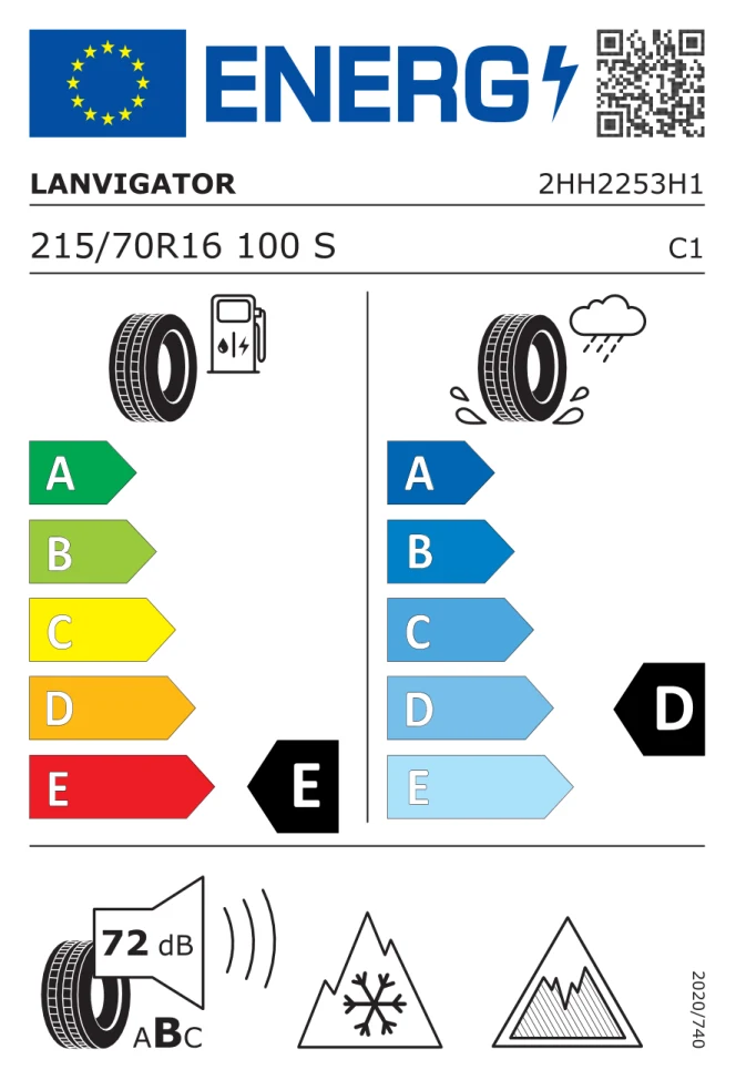 Etichetta europea LANVIGATOR ICELANDMAX 215/70R16 100S TL