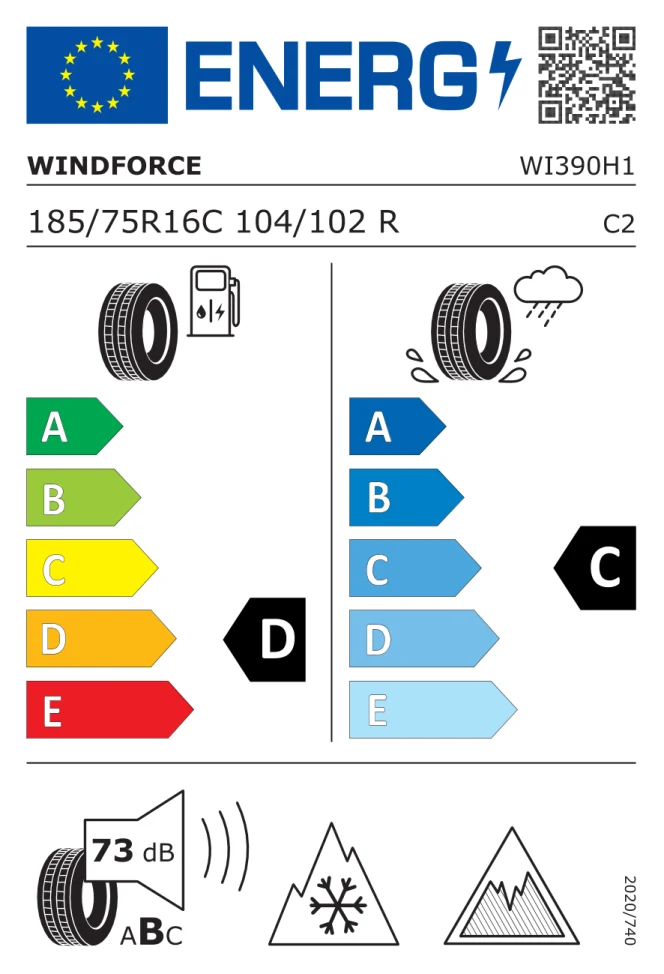Etichetta europea WINDFORCE ICESPIDER 185/75R16C 104/102R TL