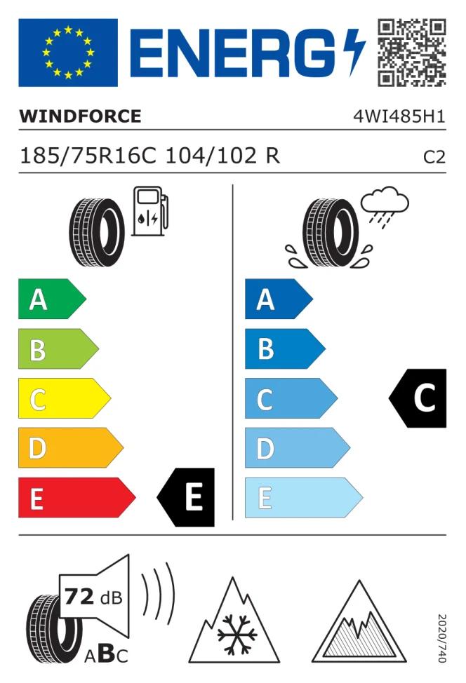 Etichetta europea WINDFORCE SNOWBLAZER MAX 185/75R16C 104/102R TL