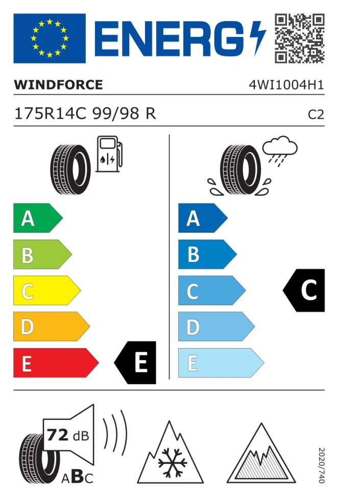 Etichetta europea WINDFORCE SNOWBLAZER MAX 175/80R14C 99/98R TL
