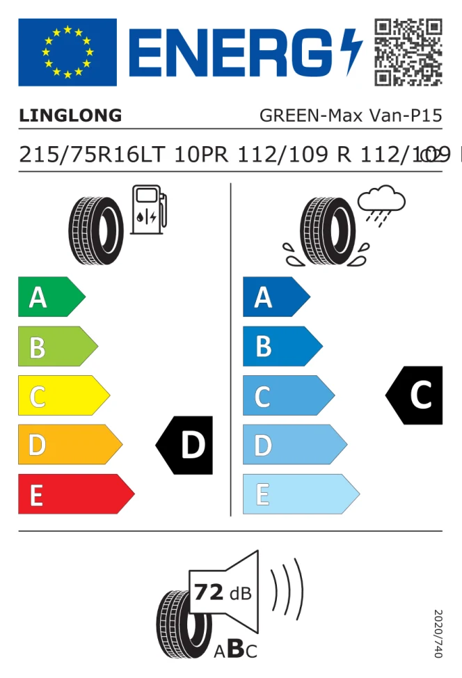 Etichetta europea LINGLONG GREEN MAX VAN LT215/75R16 112/109R (112/109R) TL