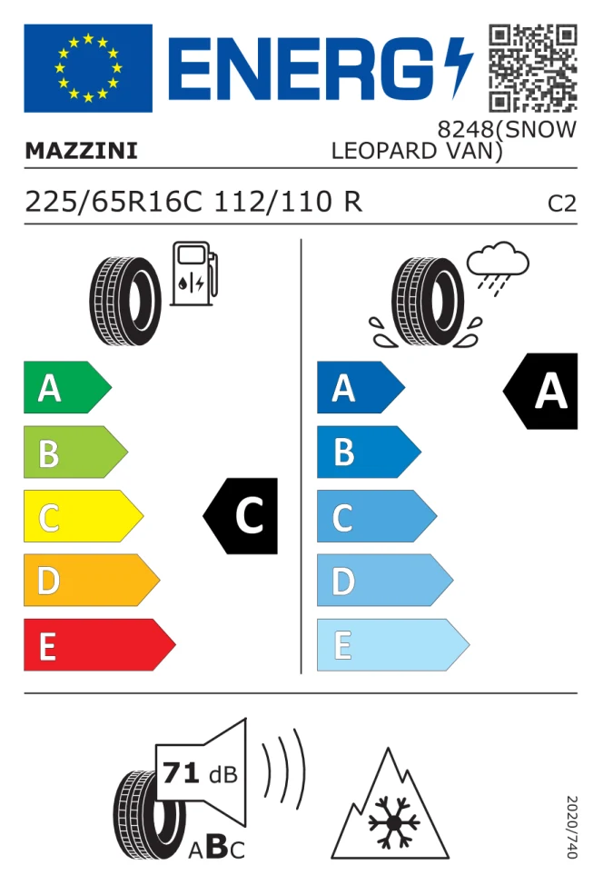 Etichetta europea MAZZINI SNOW LEOPARD VAN 225/65R16C 112/110R TL