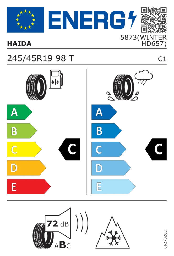 Etichetta europea HAIDA WINTER HD657 245/45R19 98T TL