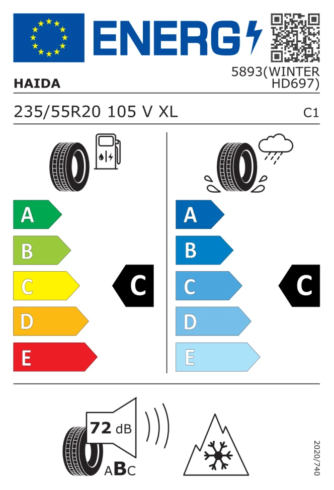 Etichetta europea HAIDA WINTER HD697 235/55R20 105V TL