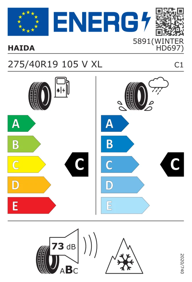 Etichetta europea HAIDA WINTER HD697 275/40R19 105V TL