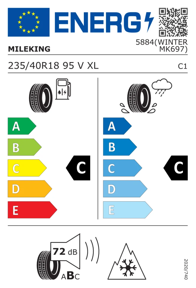 Etichetta europea MILEKING WINTER MK697 235/40R18 95V TL