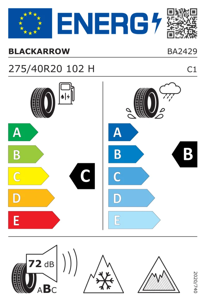Etichetta europea BLACKARROW WP 10 275/40R20 102H TL