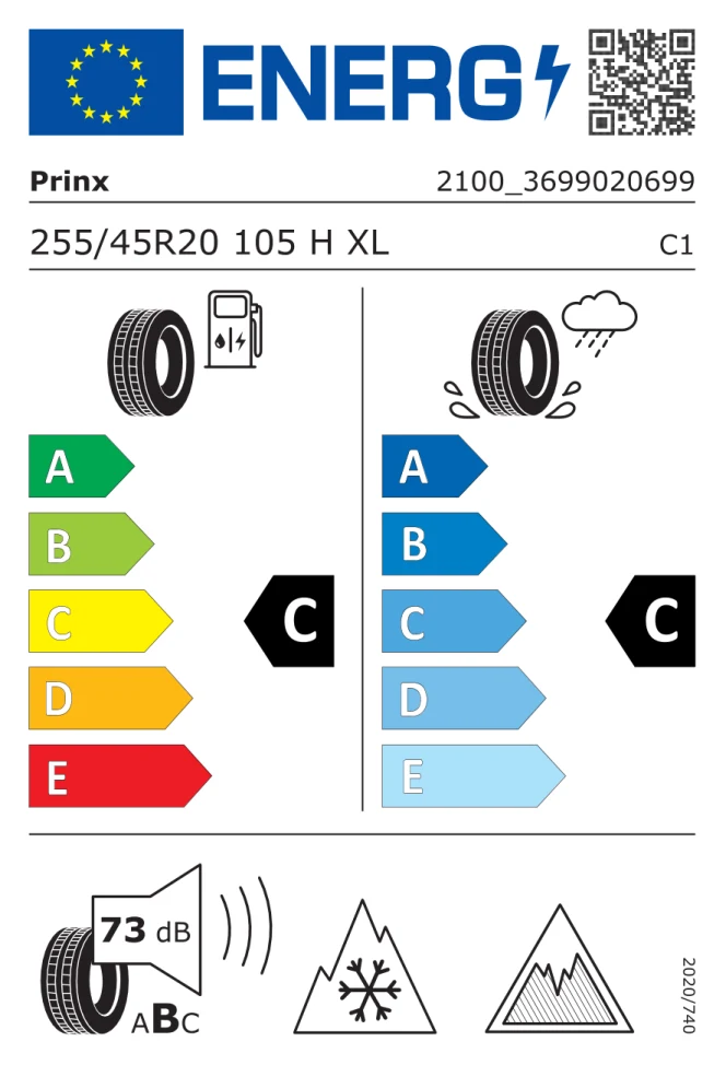 Etichetta europea PRINX GLACIA SNOW XL 255/45R20 105H TL