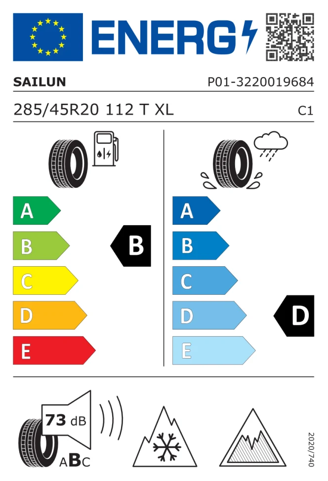 Etichetta europea SAILUN ICE BLAZER ARCTIC EVO 285/45R20 112T TL
