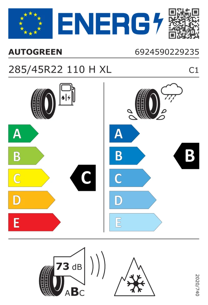Etichetta europea AUTOGREEN WINTERCROSS WL6 285/45R22 110H TL