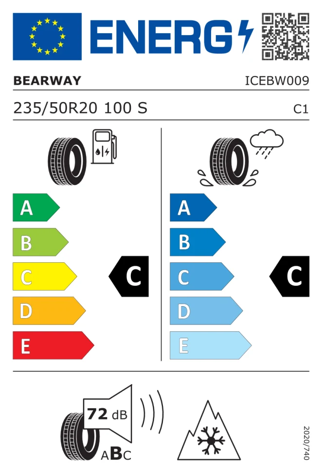 Etichetta europea BEARWAY BW ICE 235/50R20 100S TL