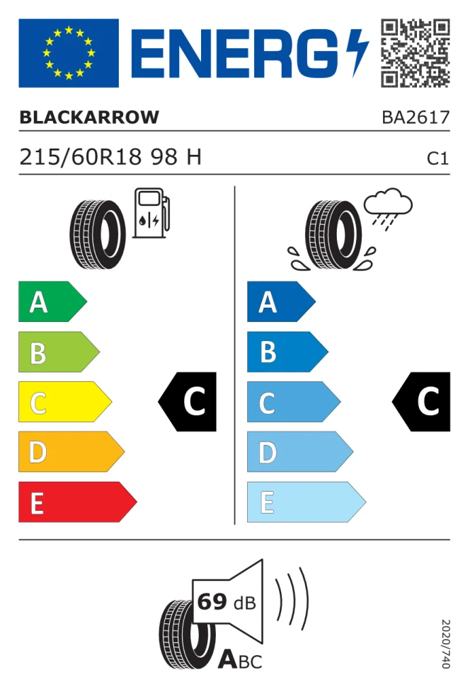 Etichetta europea BLACKARROW H 57 215/60R18 98H TL