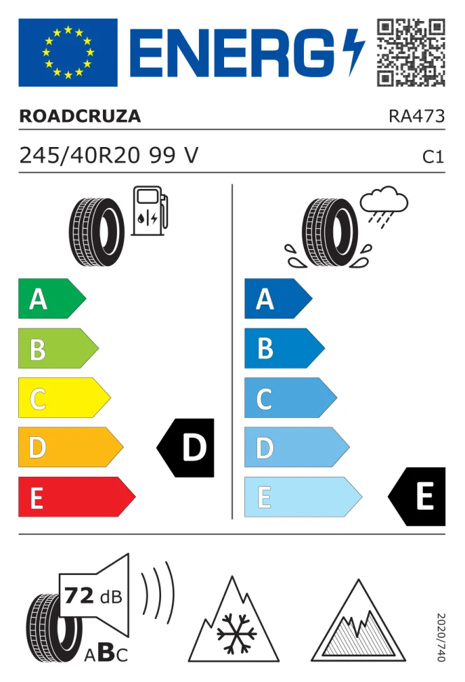 Etichetta europea ROADCRUZA RW 777 245/40R20 99V TL